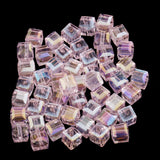 Maxbell 50pcs 6mm Glass Crystal Square Cube Beads for DIY Jewelry Making  Pink