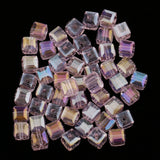 Maxbell 50pcs 6mm Glass Crystal Square Cube Beads for DIY Jewelry Making  Pink