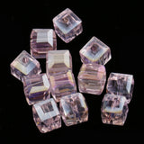 Maxbell 50pcs 6mm Glass Crystal Square Cube Beads for DIY Jewelry Making  Pink