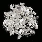 Maxbell 100 Pieces Clasps Clamps Fasteners End for Jewelry Making 10mm Gloss Silver