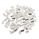 Maxbell 100 Pieces Clasps Clamps Fasteners End for Jewelry Making 10mm Gloss Silver