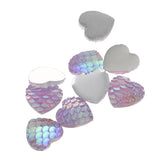 Maxbell 50pcs 12mm Resin Mermaid Fishscale Cabochon Multi Colour Heart Light Purple