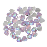 Maxbell 50pcs 12mm Resin Mermaid Fishscale Cabochon Multi Colour Heart Light Purple