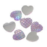 Maxbell 50pcs 12mm Resin Mermaid Fishscale Cabochon Multi Colour Heart Light Purple