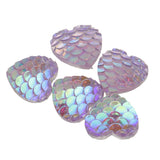 Maxbell 50pcs 12mm Resin Mermaid Fishscale Cabochon Multi Colour Heart Light Purple