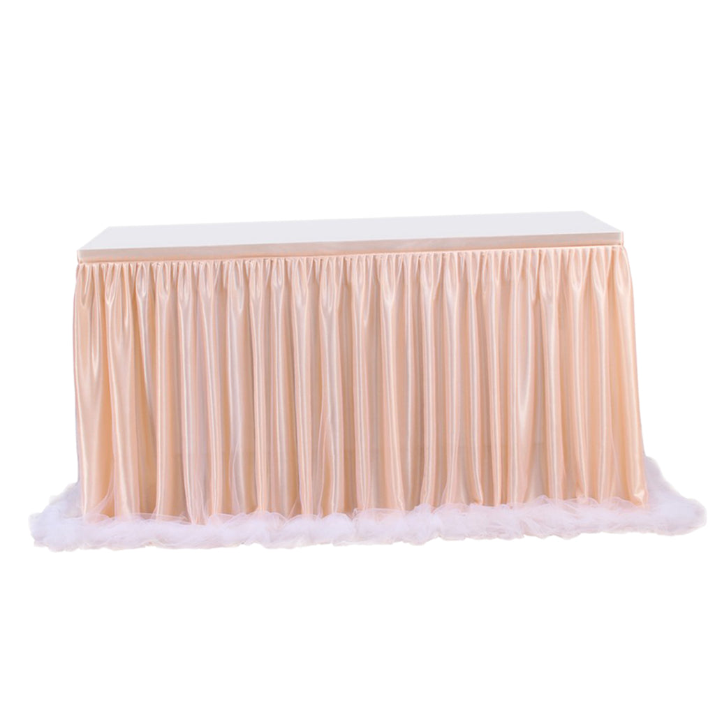 Maxbell Tutu Table Skirt Wedding Birthday Baby Shower Table Decor Champagne 14ft