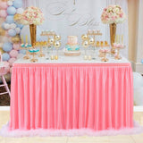 Maxbell Pink Table Skirt Tulle Tutu for Rectangle or Round Table 9 ft x 30 in
