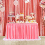 Maxbell Pink Table Skirt Tulle Tutu for Rectangle or Round Table 9 ft x 30 in
