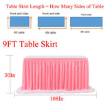 Maxbell Pink Table Skirt Tulle Tutu for Rectangle or Round Table 9 ft x 30 in