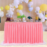 Maxbell Pink Table Skirt Tulle Tutu for Rectangle or Round Table 9 ft x 30 in