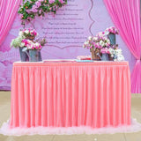 Maxbell Pink Table Skirt Tulle Tutu for Rectangle or Round Table 9 ft x 30 in