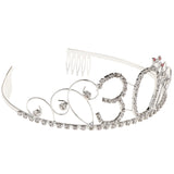 Maxbell 30th Birthday Girl Tiara and Sash Rhinestone Crown for Birthday Celebrations