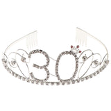 Maxbell 30th Birthday Girl Tiara and Sash Rhinestone Crown for Birthday Celebrations