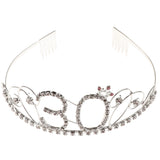 Maxbell 30th Birthday Girl Tiara and Sash Rhinestone Crown for Birthday Celebrations