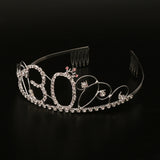 Maxbell 30th Birthday Girl Tiara and Sash Rhinestone Crown for Birthday Celebrations