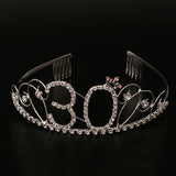 Maxbell 30th Birthday Girl Tiara and Sash Rhinestone Crown for Birthday Celebrations