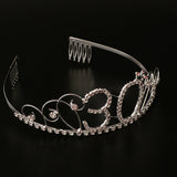 Maxbell 30th Birthday Girl Tiara and Sash Rhinestone Crown for Birthday Celebrations