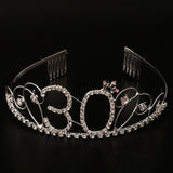 Maxbell 30th Birthday Girl Tiara and Sash Rhinestone Crown for Birthday Celebrations