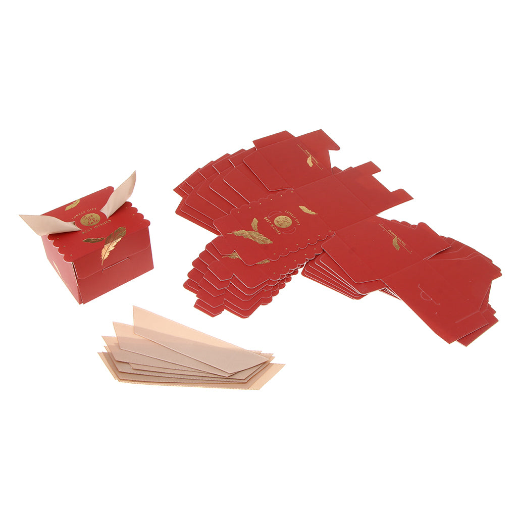 Maxbell 10 Pieces Candy Chocolate Gift Box Wedding Favor Boxes with Ribbon Decor D