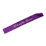 Maxbell Mother of the Groom Stain Sash Wedding Ceremony Party Supply Purple White