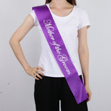 Maxbell Mother of the Groom Stain Sash Wedding Ceremony Party Supply Purple White