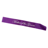 Maxbell Mother of the Groom Stain Sash Wedding Ceremony Party Supply Purple White