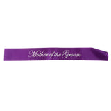 Maxbell Mother of the Groom Stain Sash Wedding Ceremony Party Supply Purple White