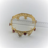 Maxbell Baroque Style Bridal Princess Crystal Tiara Wedding Crown Headband Golden D