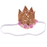 Maxbell Baby Flower Crown Headband Tiaras Birthday Party Hair Accessory Light Pink