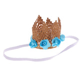 Maxbell Baby Flower Crown Headband Tiaras Birthday Party Hair Accessory Sky Blue