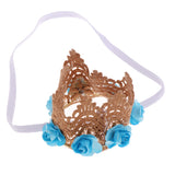 Maxbell Baby Flower Crown Headband Tiaras Birthday Party Hair Accessory Sky Blue