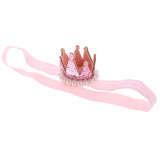 Maxbell Crystal Baby Crown Headband Pearl Tiara Birthday Decor Photo Prop Light Pink