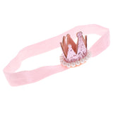 Maxbell Crystal Baby Crown Headband Pearl Tiara Birthday Decor Photo Prop Light Pink