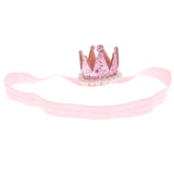 Maxbell Crystal Baby Crown Headband Pearl Tiara Birthday Decor Photo Prop Light Pink