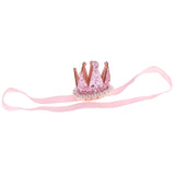 Maxbell Crystal Baby Crown Headband Pearl Tiara Birthday Decor Photo Prop Light Pink