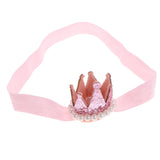 Maxbell Crystal Baby Crown Headband Pearl Tiara Birthday Decor Photo Prop Light Pink