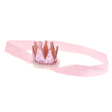 Maxbell Crystal Baby Crown Headband Pearl Tiara Birthday Decor Photo Prop Light Pink