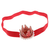 Maxbell Crystal Baby Crown Headband Pearl Tiara Birthday Decor Photo Prop Red