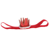 Maxbell Crystal Baby Crown Headband Pearl Tiara Birthday Decor Photo Prop Red