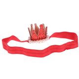 Maxbell Crystal Baby Crown Headband Pearl Tiara Birthday Decor Photo Prop Red
