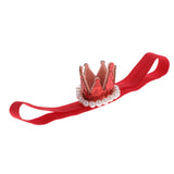 Maxbell Crystal Baby Crown Headband Pearl Tiara Birthday Decor Photo Prop Red