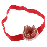 Maxbell Crystal Baby Crown Headband Pearl Tiara Birthday Decor Photo Prop Red