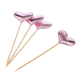 Maxbell 20 Pieces Toothpick Leather Heart Cupcake Picks Birthday Topper Light purple