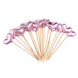 Maxbell 20 Pieces Toothpick Leather Heart Cupcake Picks Birthday Topper Light purple