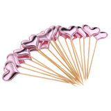 Maxbell 20 Pieces Toothpick Leather Heart Cupcake Picks Birthday Topper Light purple