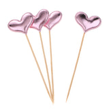 Maxbell 20 Pieces Toothpick Leather Heart Cupcake Picks Birthday Topper Light purple