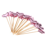 Maxbell 20 Pieces Toothpick Leather Heart Cupcake Picks Birthday Topper Light purple