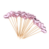 Maxbell 20 Pieces Toothpick Leather Heart Cupcake Picks Birthday Topper Light purple