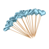 Maxbell 20 Pieces Toothpick Leather Heart Cupcake Picks Birthday Topper Light Blue