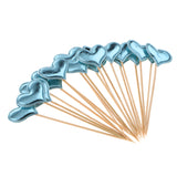 Maxbell 20 Pieces Toothpick Leather Heart Cupcake Picks Birthday Topper Light Blue